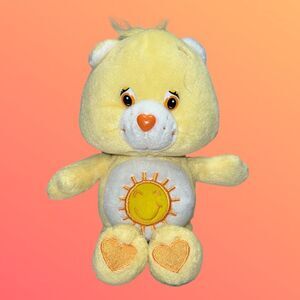 2002 Care Bear FunShine Yellow Sunshine Bear 6-7”